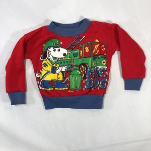Vintage Fore Dog Firefighter Sweatshirt 12 Months Red by 1st Priority Pullover